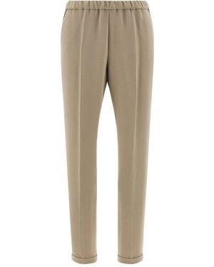 Alberto Biani Elasticated Pleat Trousers - Natural