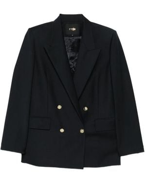 Maje Double-Breasted-Button Blazer - Black