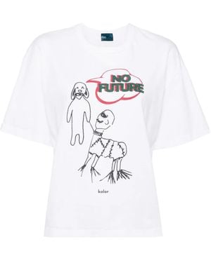Kolor T-Shirt mit grafischem Print - Weiß