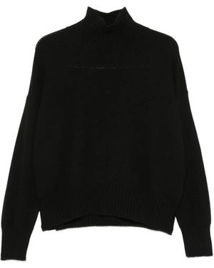 Aragona Roll-Neck Ribbed-Trim Sweater - Black