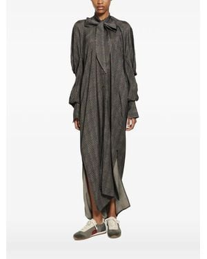 Uma Wang Corey Geometric-Print Draped Coat - Grey