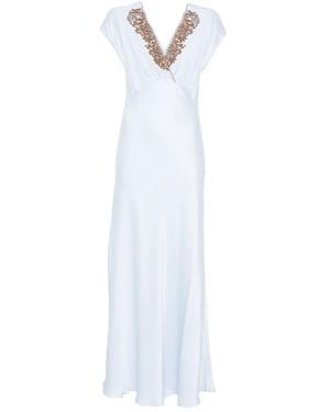 Antik Batik Embroidered V-Neck Maxi Dress - White