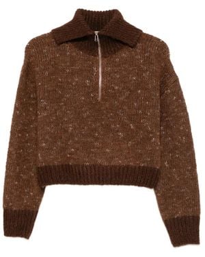 Alysi Half-Zip Knitted Jumper - Brown
