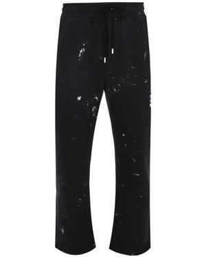 DOMREBEL Paint-Splatter Logo-Print Track Trousers - Black
