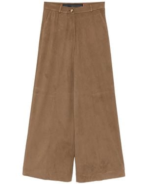 Rrd Suede-Effect Wide-Leg Trousers - Natural
