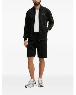 Guess Monogram-Print Zip-Up Jacket - Black