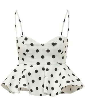 Fiorucci Polka-Dot Peplum Top - White