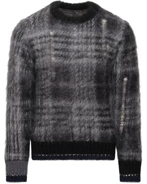 Sacai Plaid Mohair-Blend Jumper - Grey