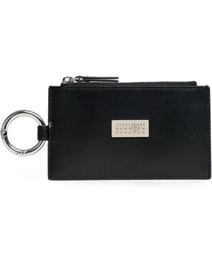 MM6 by Maison Margiela Leather Zip Wallet - Black