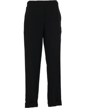 P.A.R.O.S.H. Elasticated-Waistband Turned-Up Cuffs Pants - Black