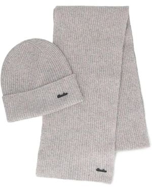 Borsalino Virgin-wool Beanie And Scarf Set - グレー