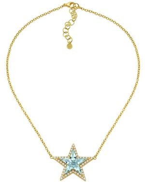 Buddha Mama Collana Kite Star Con Acquamarina E Diamanti - Metallizzato