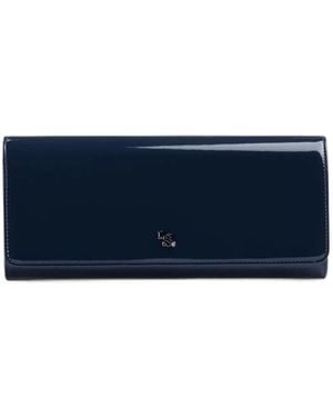 Le Silla Logo-Plaque Patent-Finish Clutch Bag - Blue