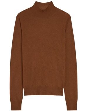 JOSEPH Mock-Neck Cashmere Sweater - Brown