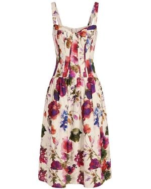 Nicholas Makenna Floral-Print Corset-Style Midi Dress - White