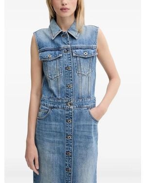Miss Sixty Sleeveless Button-Front Denim Midi Dress - Blue
