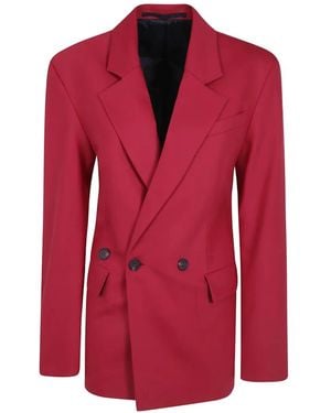 Eudon Choi Neda Double-Breasted Crossover-Strap Blazer - Red