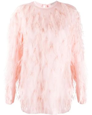 PUCCI Feather Embroidery Silk Blouse - Pink