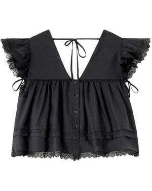 Ganni Blouse Volantée - Black