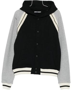 Palm Angels Hooded Baseball Jacket - Black