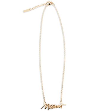 Moschino Logo-Lettering Necklace - White