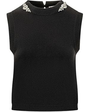 Semicouture Crystal-Embellished Sleeveless Top - Black