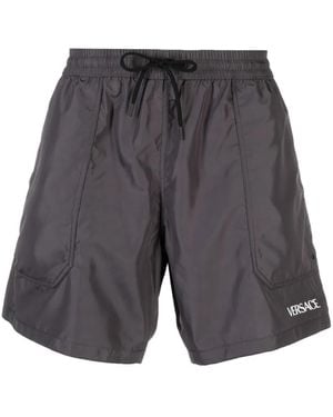 Versace Reversible Barocco-Print Swim Shorts - Grey