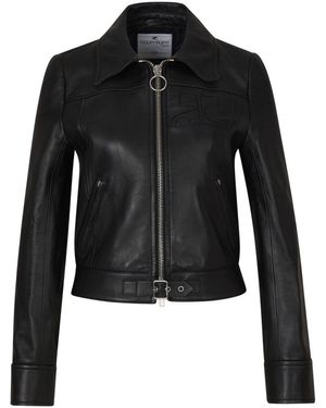 新品タグ付き】クレージュ Courrèges クロップドレザージャケット 38 