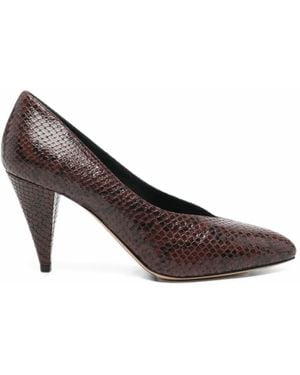 Casadei Snake-Effect Leather Pumps - Brown