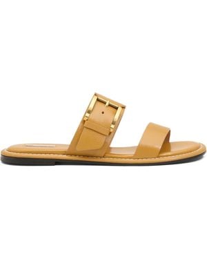 Ami Paris Cow Leather Buckle Sandals - Metallic