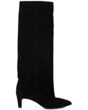 strategia shoes Pointed-Toe Suede Boots - Black