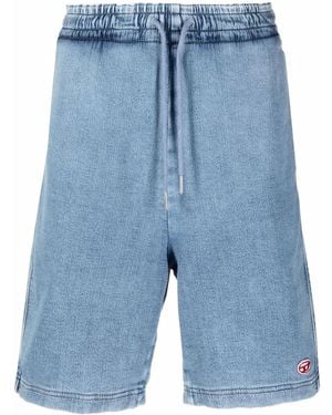 DIESEL Logo-Patch Denim Shorts - Blue