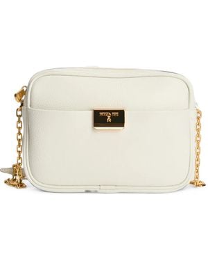 Patrizia Pepe All Day Logo-Plaque Pebbled-Leather Mini Bag - Natural