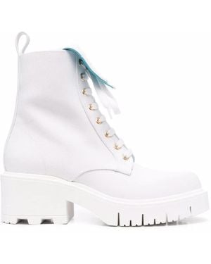 Chiara Ferragni Logo-Embossed Lace-Up Boots - White