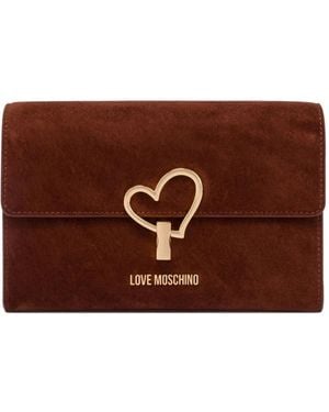 Love Moschino Wildledertasche Mit Herzverschluss - Braun