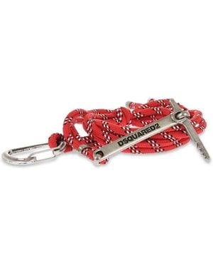 DSquared² Two-Tone Logo-Engraved Paracord Belt - Red