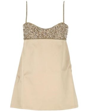 retroféte Mini Crystal-Embellished A-Line Dress - Natural