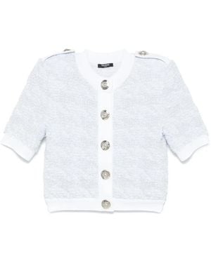 Balmain Cárdigan de tweed de manga corta - Blanco