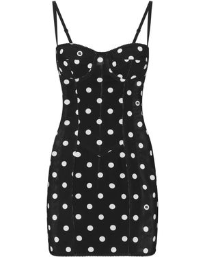 Dolce & Gabbana Polka-Dot Corset Minidress - Black