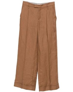 Brunello Cucinelli Pleated Turn-Up Pants - Brown