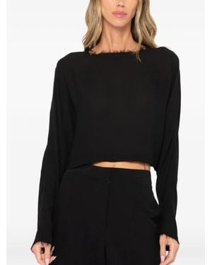 JBQ Anja Raw-Cut Cropped Top - Black