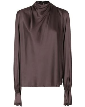 Raquel Diniz Moona Draped-Neck Blouse - Brown