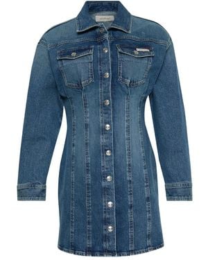 Calvin Klein Mini-Jurk Met Zak Met Knopen - Blauw