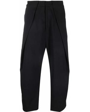 Balmain Draped Straight-Leg Cropped Trousers - Blue