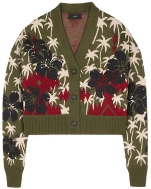 Alanui Hibiscus Bloom Cardigan - Green