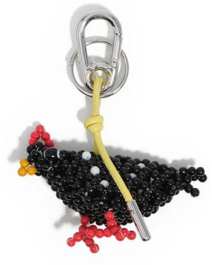 Bimba Y Lola Hen Beaded Keyring - White