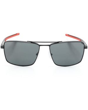 Scuderia Ferrari Logo-Plaque Square-Frame Sunglasses - Grey