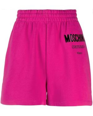 Moschino Logo-Print Track Shorts - Pink