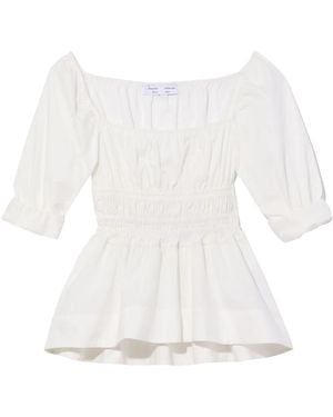 Proenza Schouler Smocked-Detail Square Neck Blouse - White