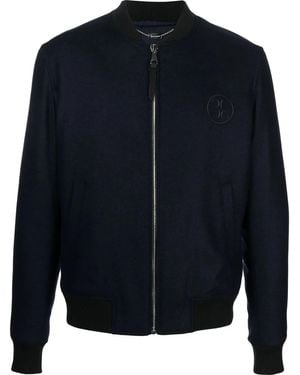 Billionaire Embroidered-Logo Bomber Jacket - Blue